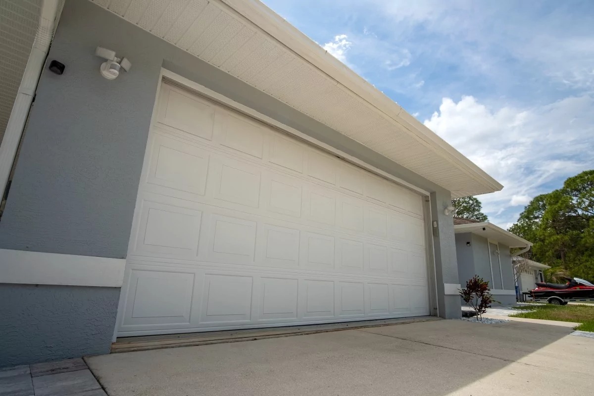 Modern white garage door